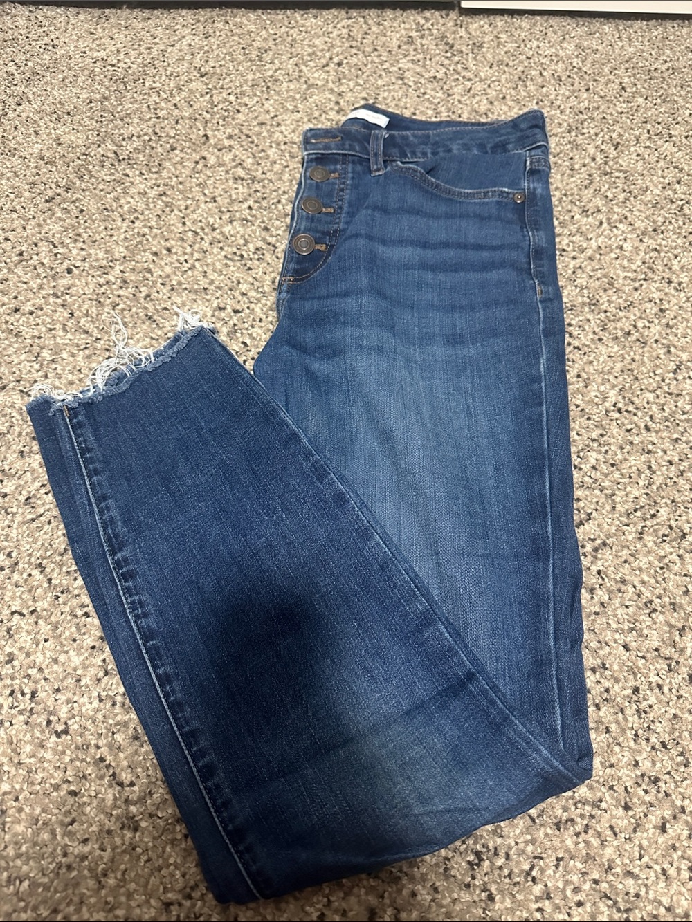 LC Lauren Conrad Dark Blue High-Rise Button-Front Skinny Jeans
